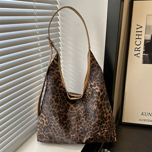Grand sac cabas à imprimé léopard avec bandoulière réglable pour femmes tendance