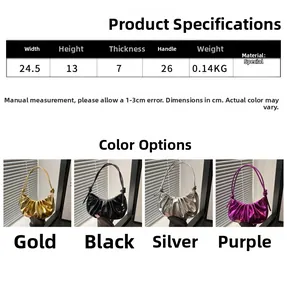 Spécifications de taille et options de couleurs pour le sac à bandoulière froncé