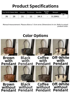 Detailed size specifications for large capacity tote bag with four color options