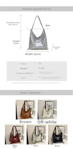 Tableau des tailles et guide des couleurs pour le grand sac fourre-tout en cuir PU