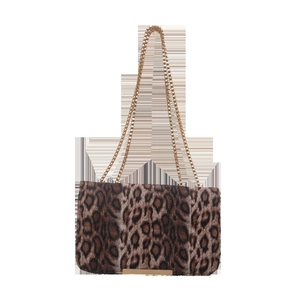 Sac bandoulière tendance à imprimé léopard avec chaîne dorée pour femme
