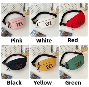 Showcase of minimalist crossbody chest bags in six vibrant colors including pink and green