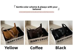 Détails des sacs hobo rétro en jaune, marron et noir avec boucles métalliques