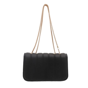 Classic black quilted chain shoulder bag for women with gold hardware and flap closure