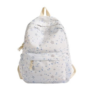 Student backpack with light blue star prints and large capacity for school and daily use