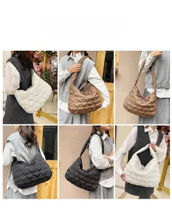 Collage of quilted heart tote bags in various colors shown from multiple angles