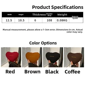 Détails de mini sacs en forme de cœur en quatre couleurs avec bandoulières et texte mode