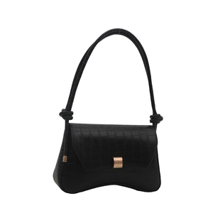 Chic black crocodile embossed hourglass crossbody bag with gold buckle hardware