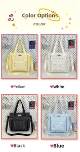 Borsa a tracolla a pois in quattro colori con cerniera frontale e tasche laterali