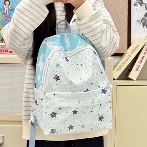 Fashionable Star Print Large Capacity Oxford Cloth School Backpack For Women Student Casual Campus Travel Rucksack