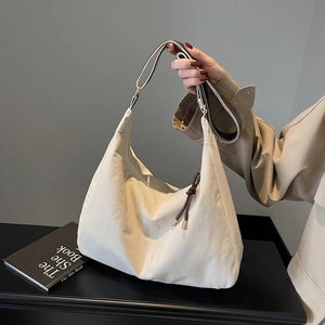 Grand sac cabas beige vintage avec bandoulière marron pour le travail et les loisirs