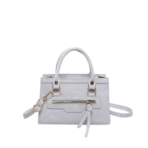 Chic light gray marble pattern PU leather crossbody bag with golden zipper and handle