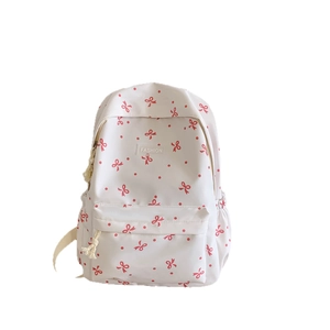 Rucksack mit Blumenmuster, roten Schleifen und Fashion-Label für Schüler und Reisen