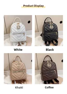 Quilted mini backpacks for women in white, black, khaki, and brown faux leather
