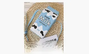 Sac bandoulière créatif en forme de brique de lait avec motif vache bleu et blanc