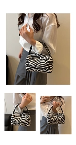 Fashionable zebra print mini boston bag with handheld straps for casual street style