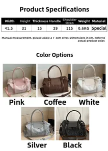 Detailed size specifications for large tote bag with color options and dimensions