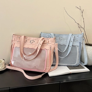 Sacs ita chics rose et bleu clair avec fenêtres de présentation en PVC transparent