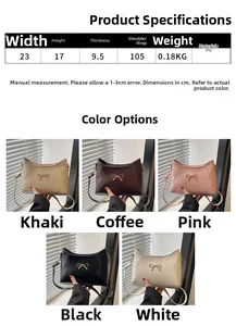 Size specifications and display of colorful stylish butterfly bow crossbody handbags