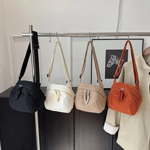 Women's Corduroy Shell Bag Simple Versatile Commuter Shoulder Bag Korean Fashion Ribbed Fabric Underarm Bag With Braided Zipper Pull