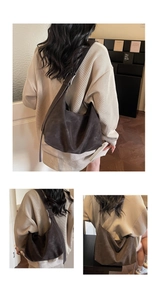Detailed views of a dark coffee vintage hobo bag with wide adjustable shoulder strap