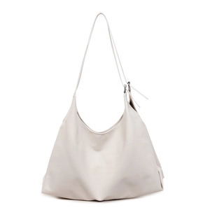 Minimalist ivory leather hobo shoulder bag with adjustable strap for daily commute