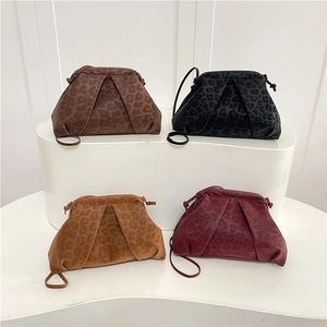 Women Leopard Print Pleated Underarm Shoulder Bag Faux Leather Ruched Hobo Bag Fashion Daily Commute Crossbody Handbag