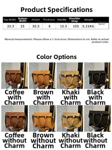 Detailed size chart and multi-color options for the large capacity women's tote bag