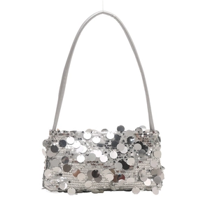 Sparkly silver sequin underarm bag for women's evening parties and social events