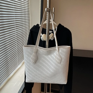 Modische weiße Tragetasche mit großem Fassungsvermögen und Vintage-Monogramm-Jacquard