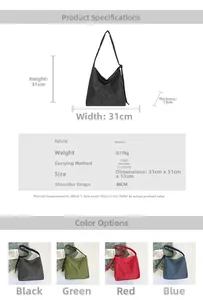 Detailed size specifications for vintage plaid tote bag measuring 31x31x13cm in four colors