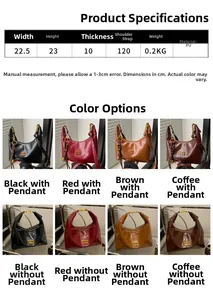 Vue détaillée du sac demi-lune léger en cuir PU avec bandoulière de 120 cm incluse