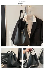 Three-frame view of a black tote bag showing the gold Fashion lettering and smooth texture