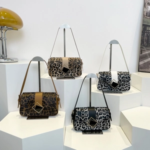 Leopard print crossbody shoulder bags in four colors with gold diamond buckles