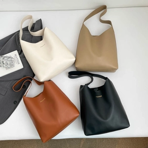 Minimalist vintage tote bag with fashion lettering in beige, khaki, brown, and black sets