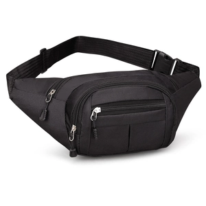 Versatile black nylon crossbody chest bag with multiple zipper compartments for travel
