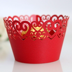 Laser Cut Heart Cupcake Wrappers Artificial Pearl Paper Hollow Out Cake Liner Decor For Wedding Birthday Valentine Party Decoration