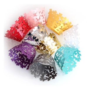 Laser cut heart cupcake liners in multiple colors for wedding party cake decorations