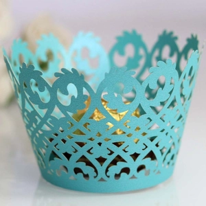 Baissettes à Cupcake en Dentelle Découpées au Laser Papier Perlé Décoration de Bord de Gâteau pour Mariage Anniversaire Fête Banquet