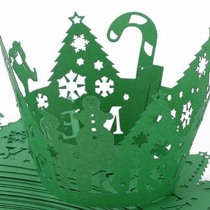 Christmas Laser Cut Cupcake Wrappers Hollow Out Snowman Tree Cake Decoration For Wedding Birthday Party Holiday Supplies