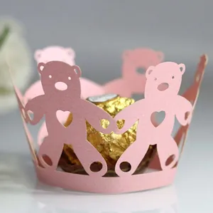 Hohlbär Herz Lasergeschnittene Cupcake Förmchen Dekorative Perlpapier Liner Für Hochzeit Geburtstag Party Tischschmuck