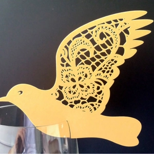 Marques-Places de Verre à Vin en Forme d'Oiseau en Papier Perlé Découpé au Laser Pour Décoration de Mariage Fête Cartes de Table
