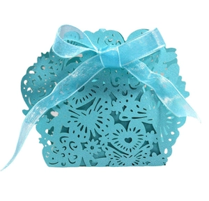Scatola di Caramelle con Taglio Laser a Farfalla Scatola Regalo in Carta Perla Artificialta Con Nastro per Matrimonio Festa Elegante Scatola Regalo Cava