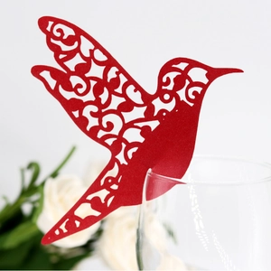 Marque-Places de Coupe en Forme d'Oiseau Colibri Découpe Laser Papier Perlé Décoration Ajourée pour Mariage Banquet