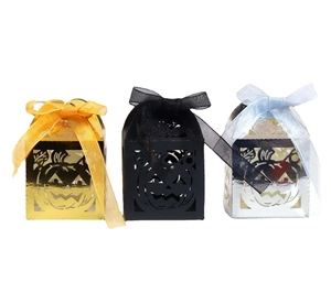 European laser cut Halloween pumpkin candy gift box in gold, silver and black finish