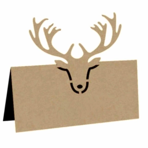 Laser cut kraft paper reindeer place card for wedding reception and Christmas tables