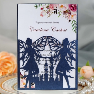 European Laser Cut Wedding Invitation Card Fairy Castle Artificial Pearl Paper Invitation Set With Envelope For Wedding Party