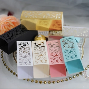 Laser-cut butterfly candy gift boxes in assorted colors for wedding parties