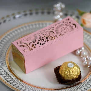 Elegant Laser Cut Hollow Rose Flower Paper Candy Box Rectangular Artificial Pearl Paper Gift Favor Box For Wedding Party Valentine Day