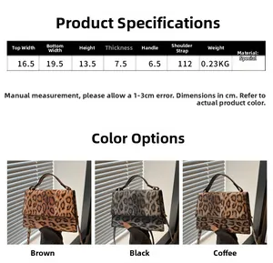 Tableau des tailles et options de couleurs pour le sac à main léopard élégant